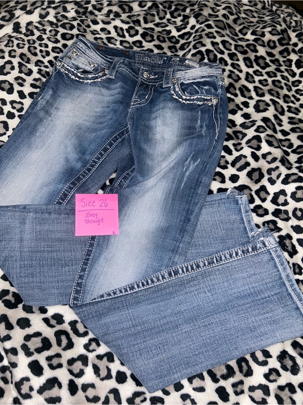 Miss Me Blue Washed Straight Leg Jeans
